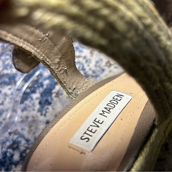 Steve Madden P-Wade Taupe Tan T-Strap Espadrille Wedge Sandals Size 10 - Picture 10 of 12
